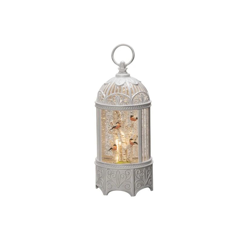 Konstsmide LED Sneeuwlantaarn | 0,1W Warm Wit | 1,5V | 12x25,5cm | 4 Lichtpunten | Timer | Binnengebruik | Batterij/USB | Niet Dimbaar