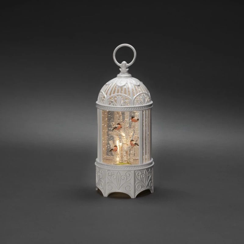 Konstsmide LED Sneeuwlantaarn | 0,1W Warm Wit | 1,5V | 12x25,5cm | 4 Lichtpunten | Timer | Binnengebruik | Batterij/USB | Niet Dimbaar