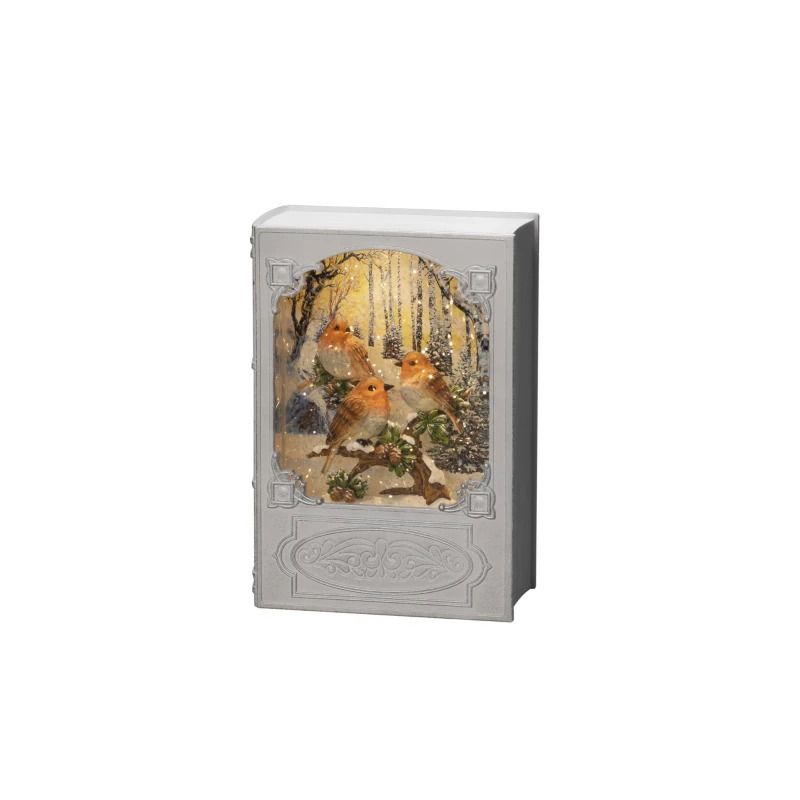 Konstsmide LED Decoratief Boek Sneeuwtafereel | 0,1W Warm Wit | 1,5V | Ø19,3x13,5cm | 1 Lichtpunt | Timer | Batterij/USB | Alleen binnen