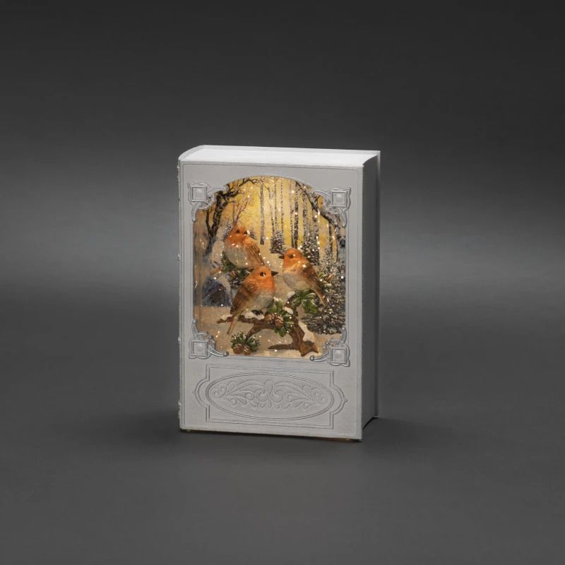Konstsmide LED Decoratief Boek Sneeuwtafereel | 0,1W Warm Wit | 1,5V | Ø19,3x13,5cm | 1 Lichtpunt | Timer | Batterij/USB | Alleen binnen
