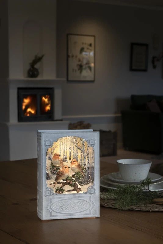 Konstsmide LED Decoratief Boek Sneeuwtafereel | 0,1W Warm Wit | 1,5V | Ø19,3x13,5cm | 1 Lichtpunt | Timer | Batterij/USB | Alleen binnen