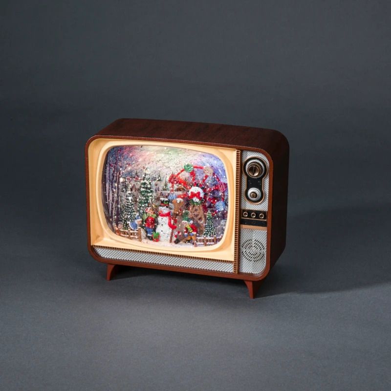 Konstsmide LED Decoratieve Lantaarn Televisie | 0,5W 5 Lichtpunten Warm Wit | 17,6x21cm | Timer | Batterij/USB | Alleen voor binnengebruik