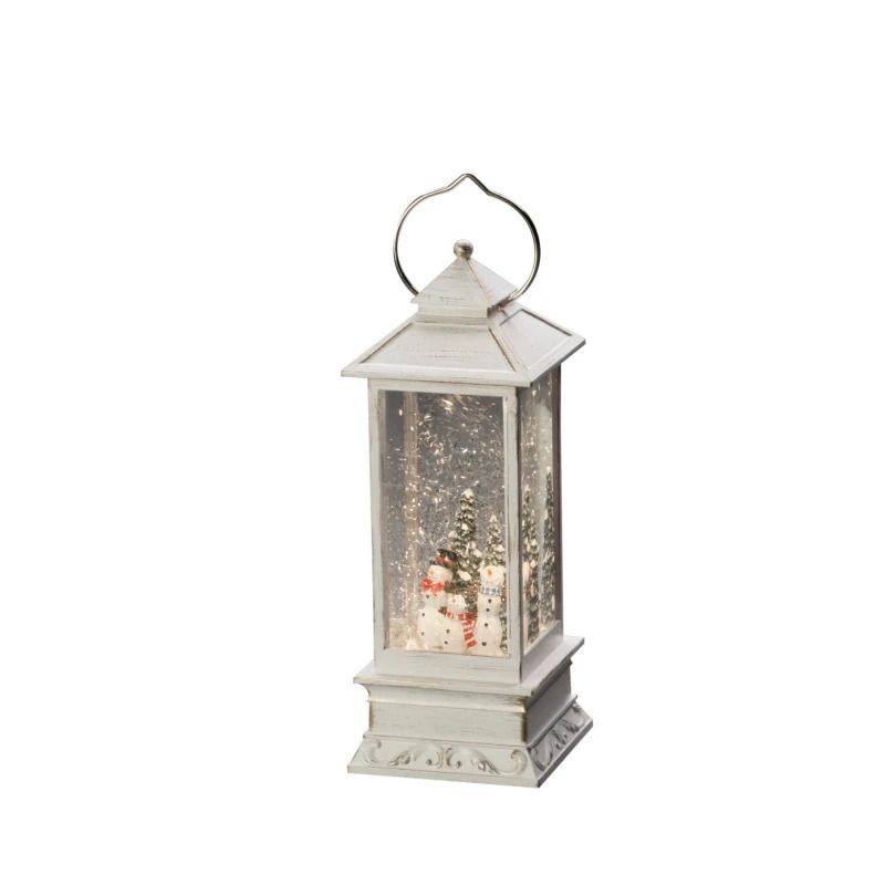 Konstsmide Decoratieve Sneeuwlantaarn | 0,1W 1,5V | Antiekwit, vierkant groot 27x10,5cm | Watergevuld, Sneeuwpoppen, Timer 5u, Op batterij | Voor binnengebruik