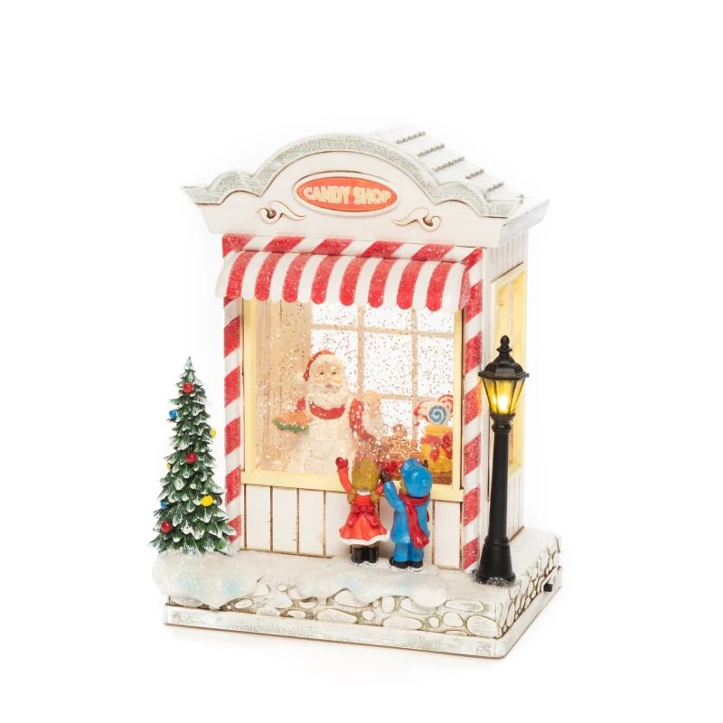 Konstsmide LED Decoratie Snoepwinkel | 2 Lichtpunten Warm Wit | 0,2W 1,5V | 3xC Batterij (excl.) | 8 Kerstliederen | Timer | Binnengebruik