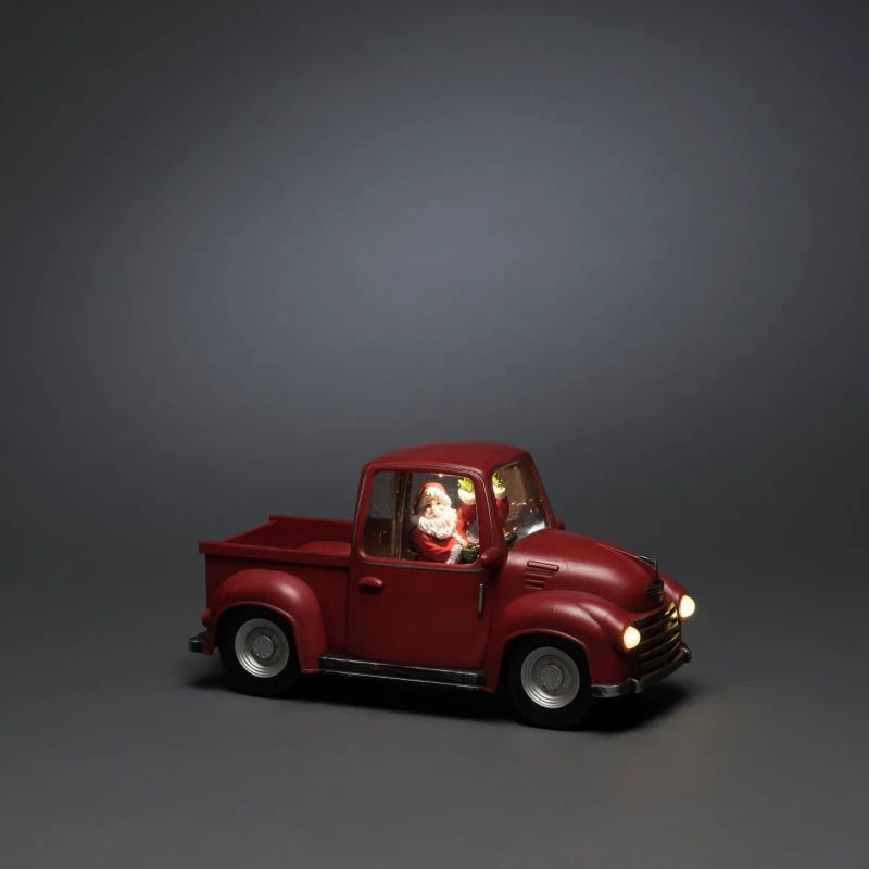 Konstsmide Decoratieve Lamp Pick-up Truck | 0.3W Warmwit 1.5V | 3 Lichtpunten | Watergevulde lantaarn, 5u timer, op batterij, alleen voor binnen