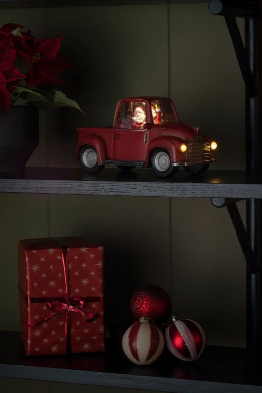 Konstsmide Decoratieve Lamp Pick-up Truck | 0.3W Warmwit 1.5V | 3 Lichtpunten | Watergevulde lantaarn, 5u timer, op batterij, alleen voor binnen