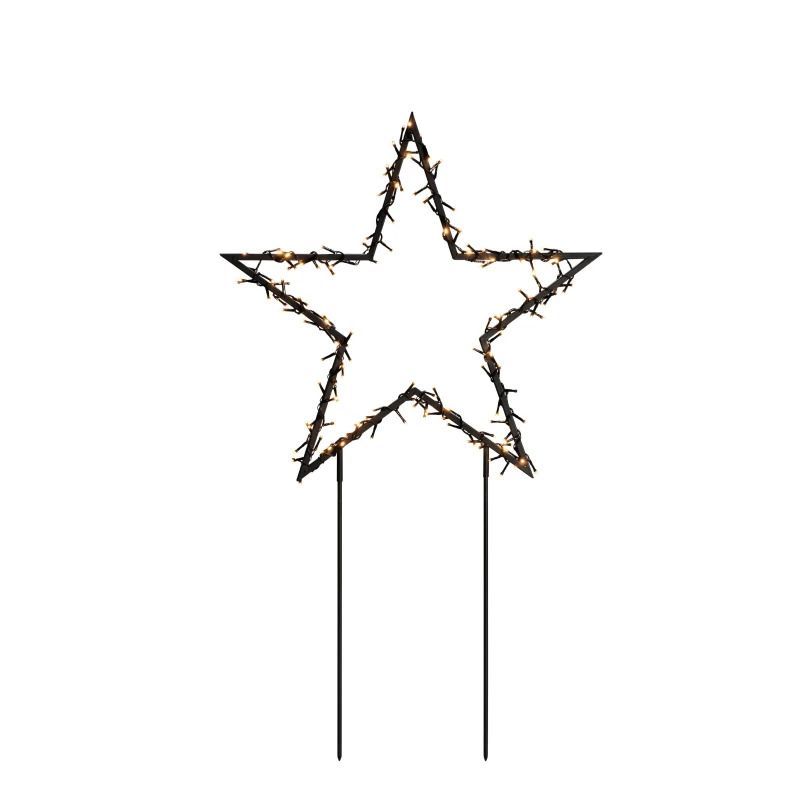 Konstsmide Metalen Ster | 3.6W Extra Warmwit 150 Lichtpunten | 30V Buiten | 108x65cm | Grondspies 10m Snoer Zwarte Kabel | Niet Dimbaar