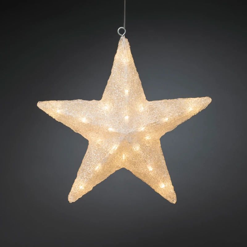 Konstsmide Acryl LED Ster | 0.8W 24V Warmwit | 40x40cm 40 Lichtpunten | Transparante kabel, 5m aansluitsnoer, voor buitengebruik, buitentrafo