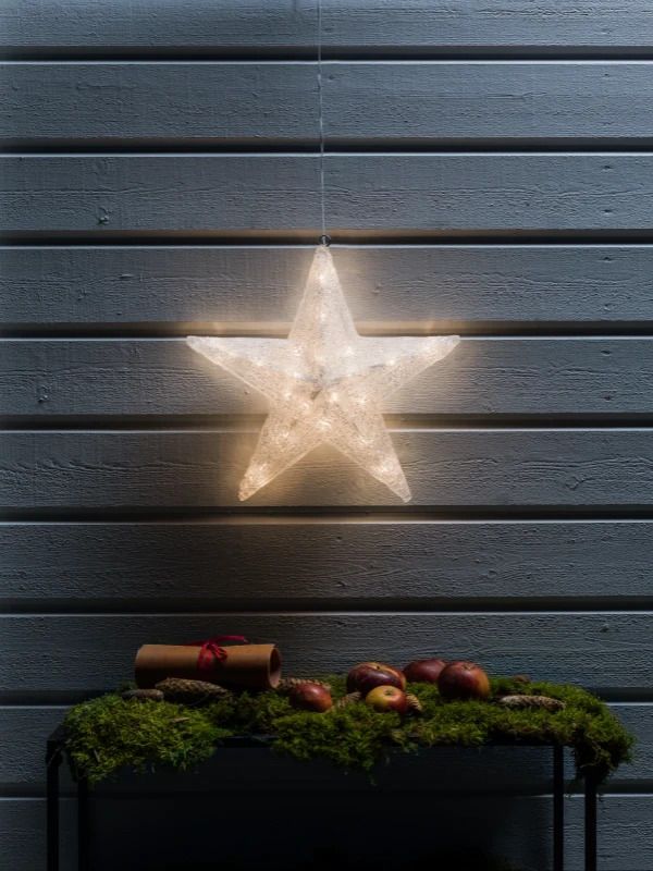 Konstsmide Acryl LED Ster | 0.8W 24V Warmwit | 40x40cm 40 Lichtpunten | Transparante kabel, 5m aansluitsnoer, voor buitengebruik, buitentrafo