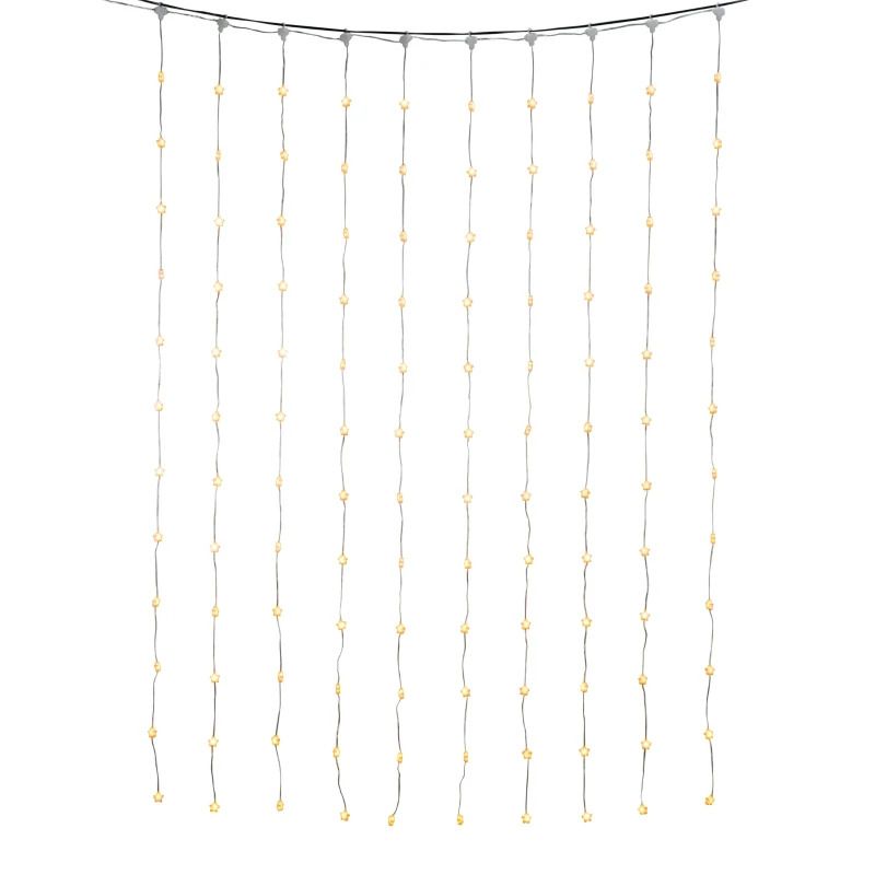 Konstsmide LED Lichtgordijn | 3,6W Extra Warm Wit 120 Lichtpunten USB | 135x180cm | Voor binnen | Transparante kabel