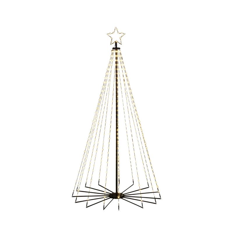 Konstsmide LED Lichtgordijn 3D Kegel Pyramide | 6W 4,5V | 515 Lichtpunten Extra Warmwit | 180cm hoog | 6u Timer, Multifun, Buiten, Zwarte kabel
