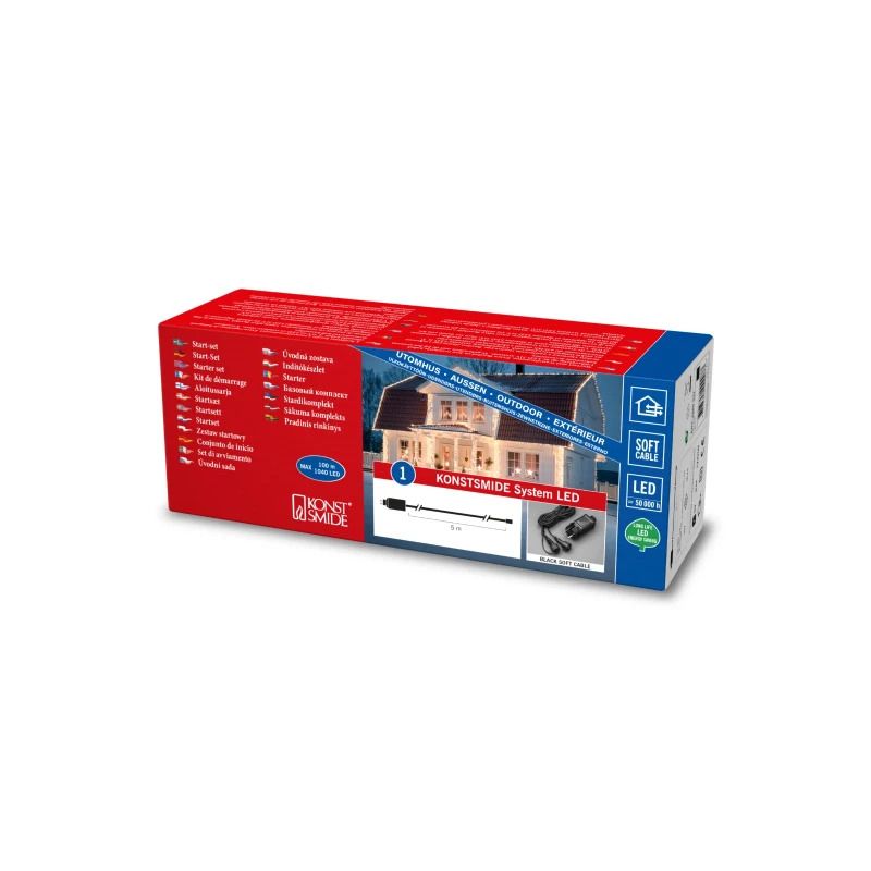 Konstsmide LED Startset | Aansluitsnoer met trafo | 31V koppelbaar systeem | Maximaal 1.040 Lichtpunten | Geschikt voor buitengebruik