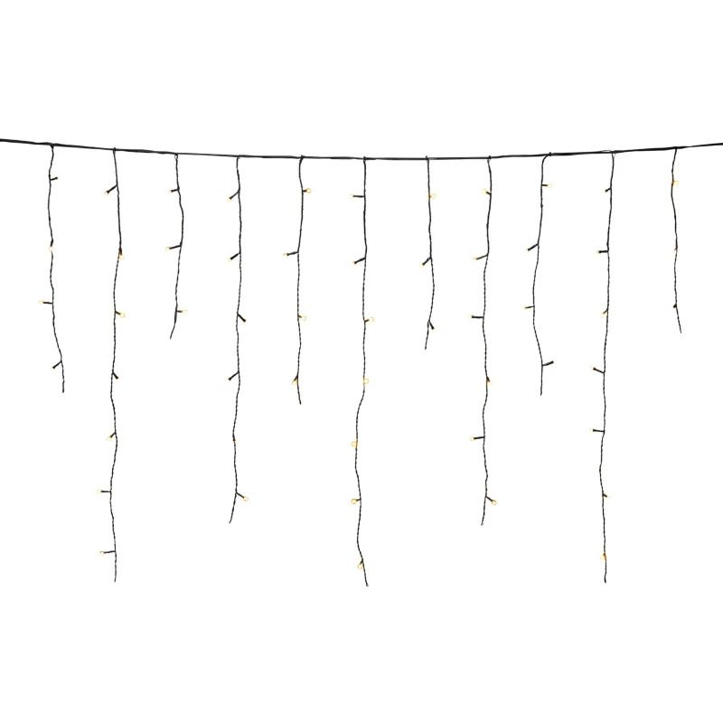 Konstsmide LED Icicle Lichtsnoer | 2,5m 100 Lichtpunten Frosted Extra Warmwit | 1,3W 31V | Koppelbaar Zwart Voor Buiten