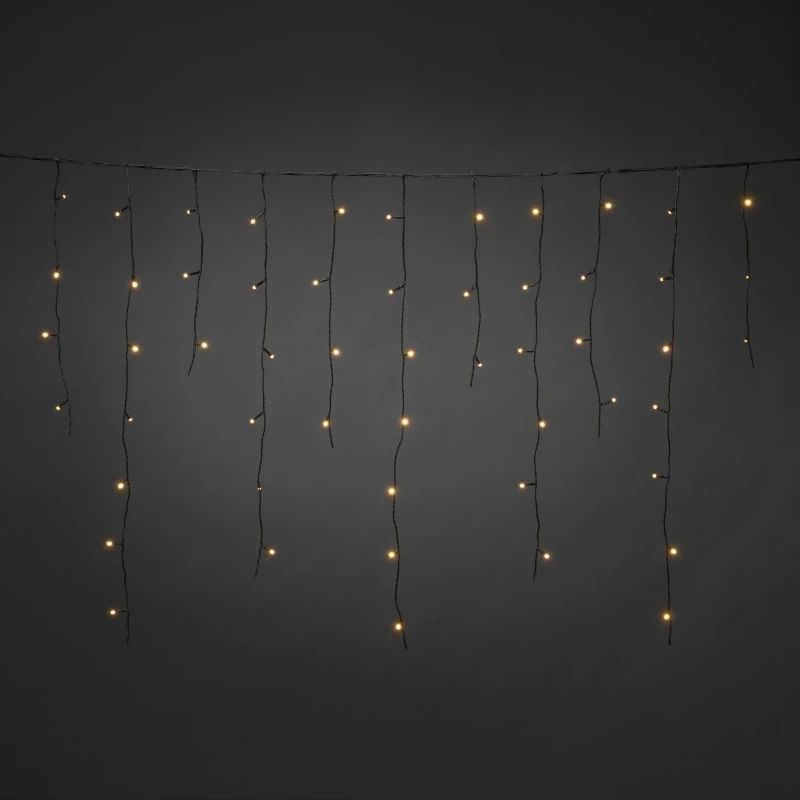 Konstsmide LED Icicle Lichtsnoer | 2,5m 100 Lichtpunten Frosted Extra Warmwit | 1,3W 31V | Koppelbaar Zwart Voor Buiten