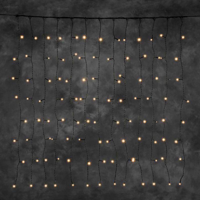 Konstsmide LED Lichtgordijn | 6W Extra Warmwit 31V | 1x1m Koppelbaar | Zwarte kabel | Buiten | Niet-uitwisselbare LED