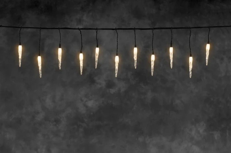 Konstsmide LED IJspegel Lichtketting | 5m 31V Extra Warm Wit | 3W | Verlengbaar Zwarte Kabel | Voor Buiten | Niet Dimbaar