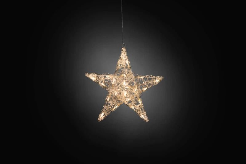Konstsmide Acryl 3D Ster | 24 Lichtpunten 0.48W Warm Wit 24V | 34x32cm | 4m Snoer | Enkel voor Binnengebruik