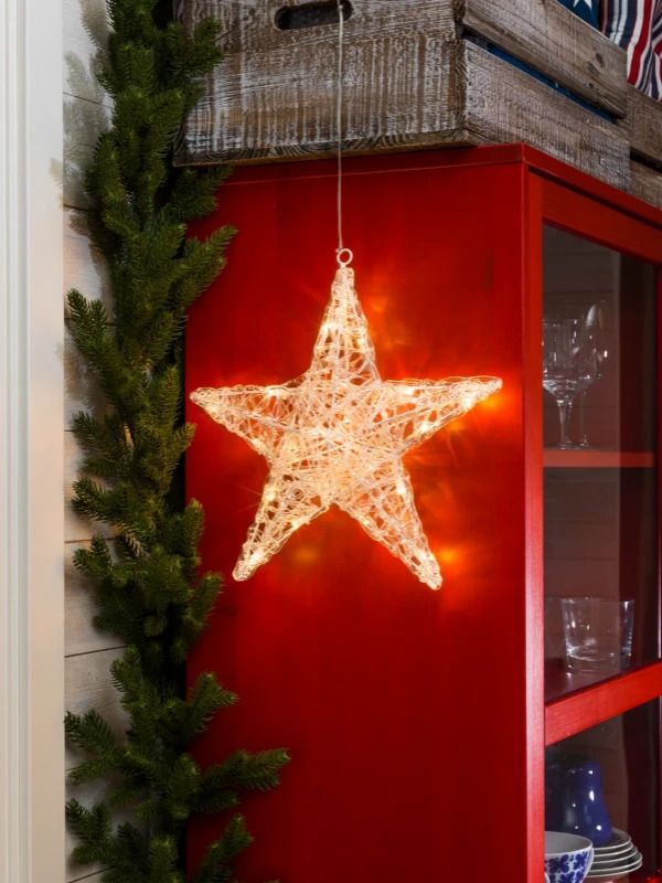 Konstsmide Acryl 3D Ster | 24 Lichtpunten 0.48W Warm Wit 24V | 34x32cm | 4m Snoer | Enkel voor Binnengebruik