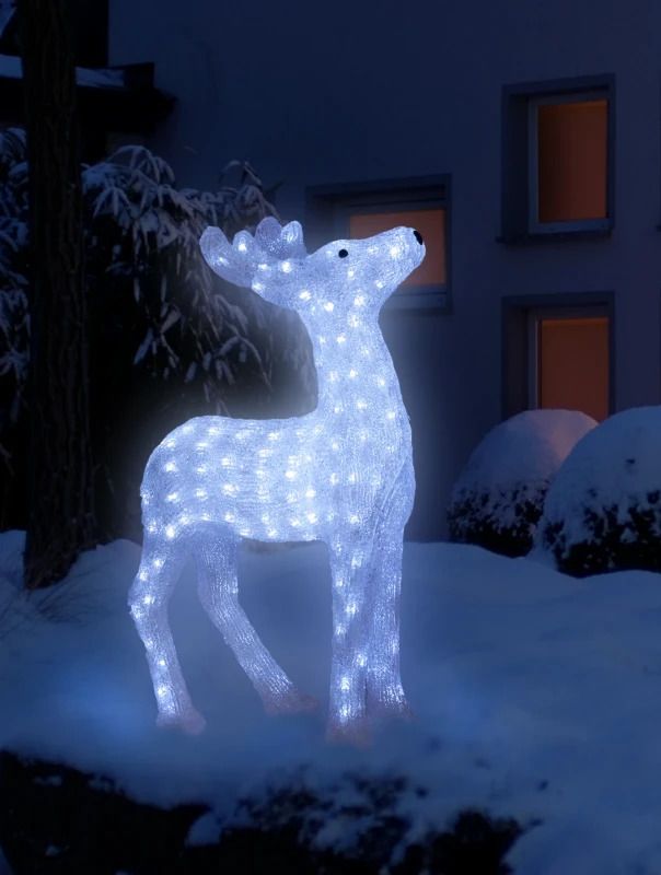 Konstsmide LED Acryl Rendier Decoratie | 10,56W 176 Lichtpunten Koelwit 24V | 60x36cm | Buiten IP44 | 5m aansluitsnoer, niet uitwisselbaar