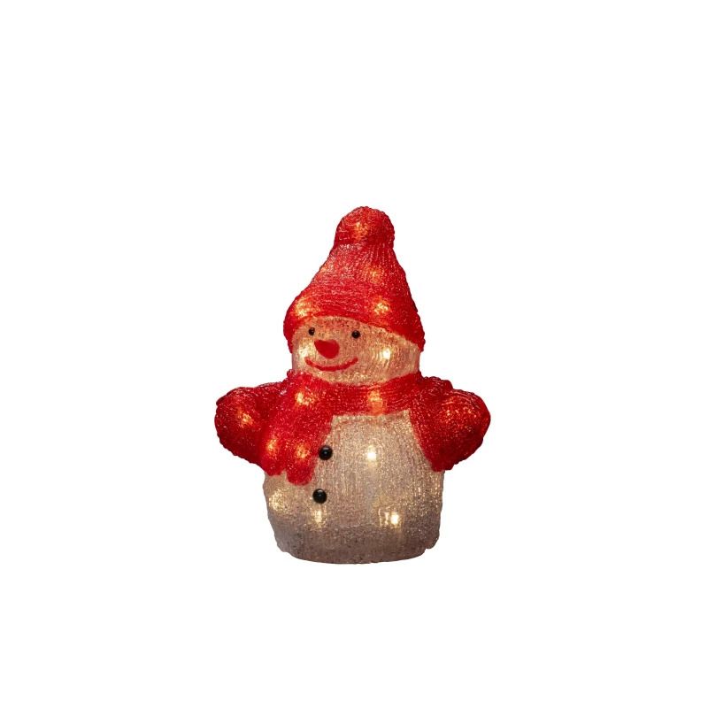 Konstsmide LED Sneeuwpop Decoratie | 24 Lichtpunten Warm Wit | 0.48W 1.5V | 19x22.5cm | Op Batterij | Voor Binnengebruik