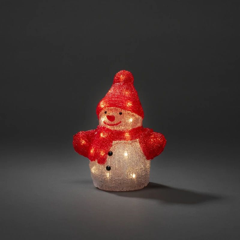Konstsmide LED Sneeuwpop Decoratie | 24 Lichtpunten Warm Wit | 0.48W 1.5V | 19x22.5cm | Op Batterij | Voor Binnengebruik