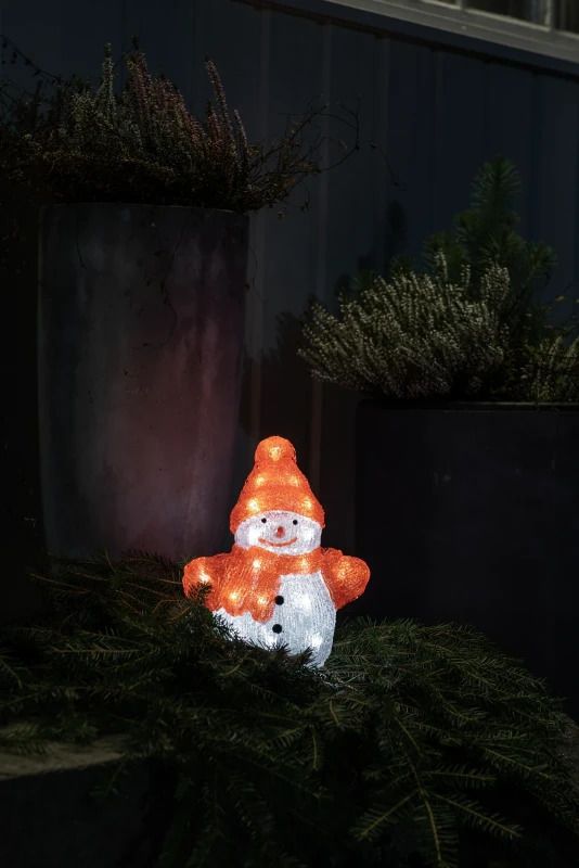 Konstsmide LED Sneeuwpop Decoratie | 24 Lichtpunten Warm Wit | 0.48W 1.5V | 19x22.5cm | Op Batterij | Voor Binnengebruik
