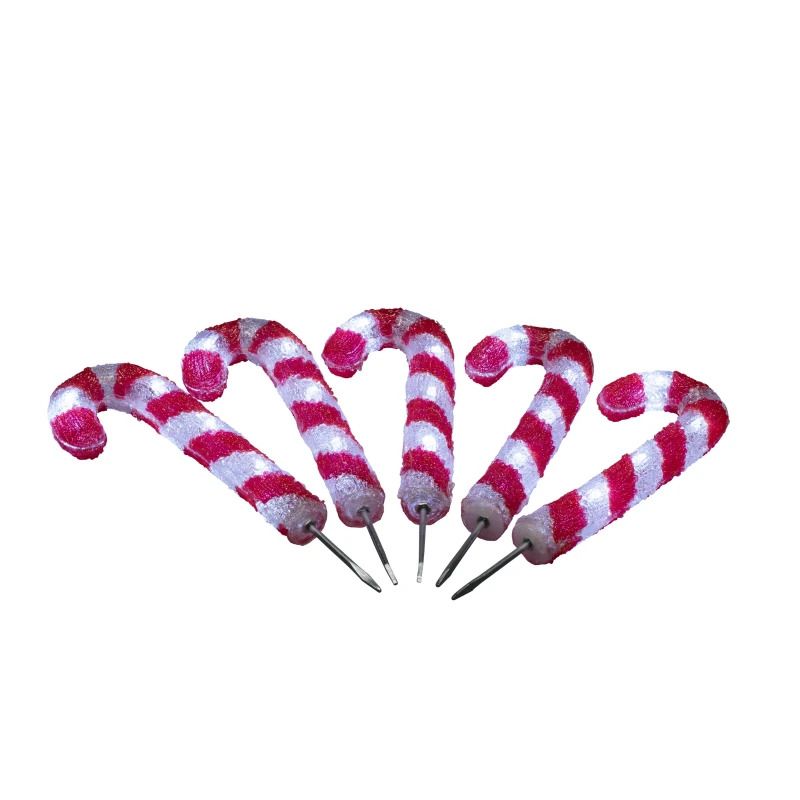 Konstsmide LED Decoratie Set Zuurstokken | 1.2W 24V Warm Wit | 5 Lichtpunten | Voor buiten | 5m aansluitsnoer | Niet dimbaar