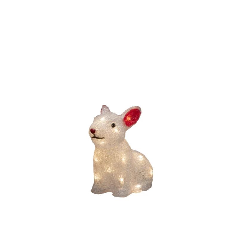 Konstsmide LED Acryl Konijn | 24 Lichtpunten Warmwit | 22x24cm | 6u Timer | Transparante kabel | 4x AA batterij | Buitengebruik