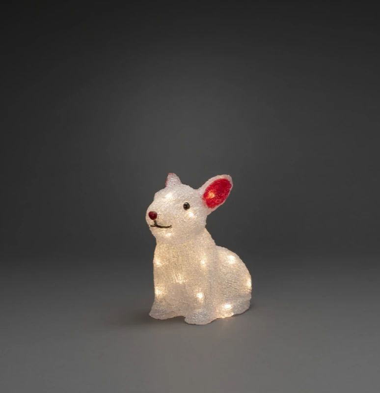 Konstsmide LED Acryl Konijn | 24 Lichtpunten Warmwit | 22x24cm | 6u Timer | Transparante kabel | 4x AA batterij | Buitengebruik