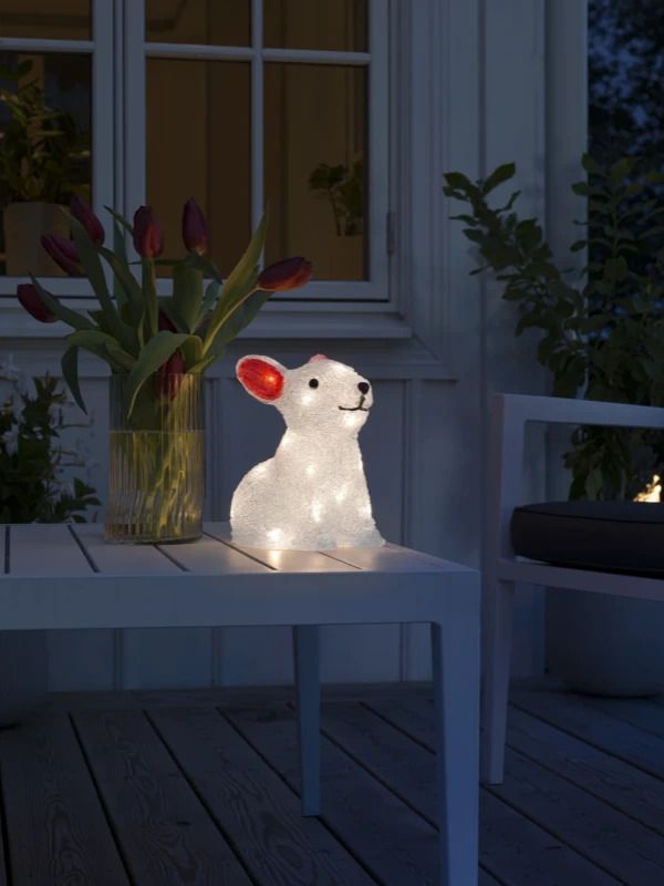 Konstsmide LED Acryl Konijn | 24 Lichtpunten Warmwit | 22x24cm | 6u Timer | Transparante kabel | 4x AA batterij | Buitengebruik