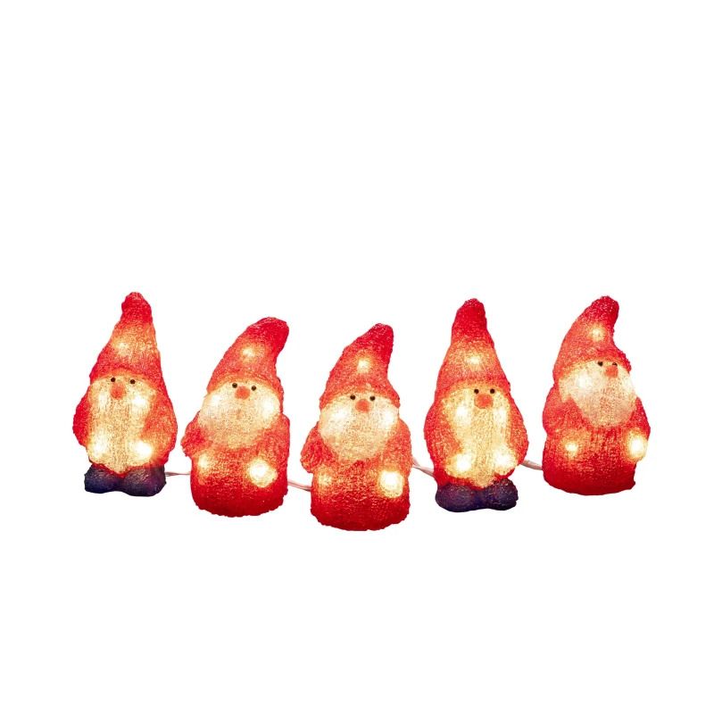 Konstsmide LED Acryl Kerstman Set | 5 Lichtpunten, 40 lampjes, 4m | 24V | Buiten, witte kabel, 5m aansluitsnoer, niet dimbaar