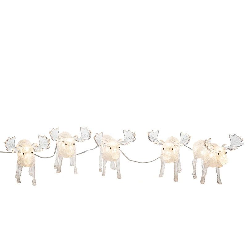 Konstsmide LED Decoratie Set | 5 Elanden | 40 Lichtpunten 1.2W 24V Warm Wit | 4m wit snoer | 5m aansluitsnoer | Buiten geschikt