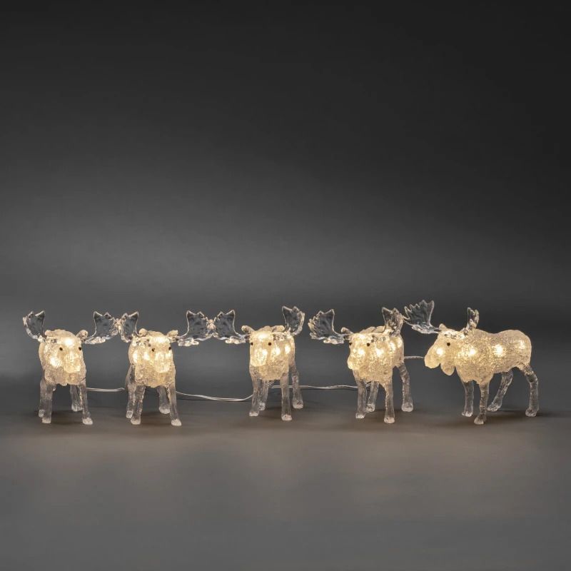 Konstsmide LED Decoratie Set | 5 Elanden | 40 Lichtpunten 1.2W 24V Warm Wit | 4m wit snoer | 5m aansluitsnoer | Buiten geschikt