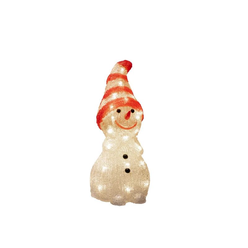Konstsmide LED Decoratieve Sneeuwpop | 32 Lichtpunten Warm Wit | 0,96W 24V | 14,5x32cm | Buitentrafo | Transparante kabel | Geschikt voor buitengebruik