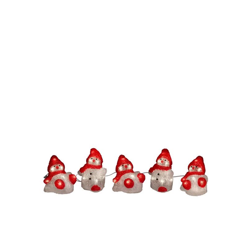 Konstsmide LED Acryl Sneeuwpop Set | 5 Sneeuwpoppen, 40 Lichtpunten | 1.2W 24V Warmwit | Buiten, Witte Kabel, 4m, 5m Aansluitsnoer
