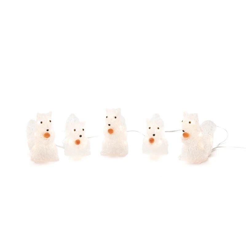 Konstsmide Acryl Decoratieset Eekhoorntjes | 5 Lichtpunten 0.8W 24V Warm Wit | Voor Buiten | 4m wit snoer, 5m aansluitsnoer, buitentrafo