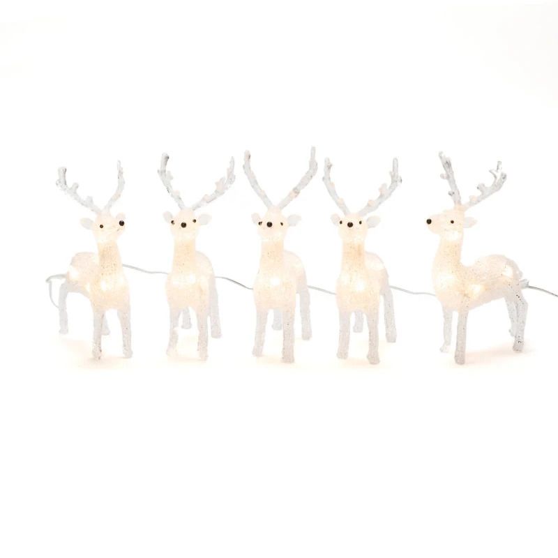 Konstsmide LED Decoratie Set Rendieren | 0.8W 24V | 40x Warm Wit | 4m | 5 Lichtfiguren | Buiten/IP-waarde | 5m aansluitsnoer, witte kabel
