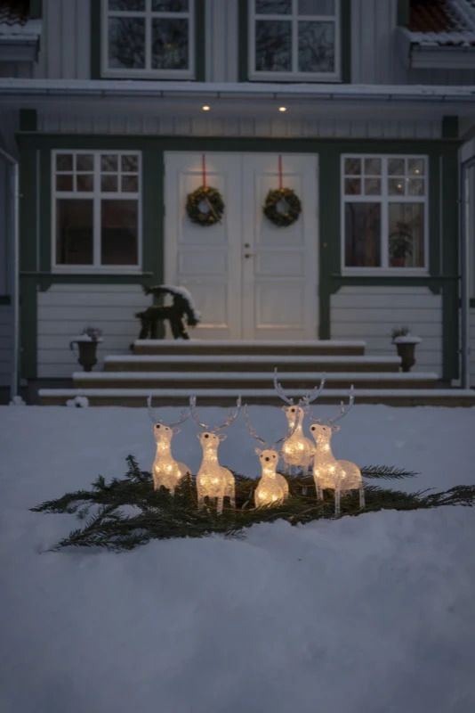 Konstsmide LED Decoratie Set Rendieren | 0.8W 24V | 40x Warm Wit | 4m | 5 Lichtfiguren | Buiten/IP-waarde | 5m aansluitsnoer, witte kabel