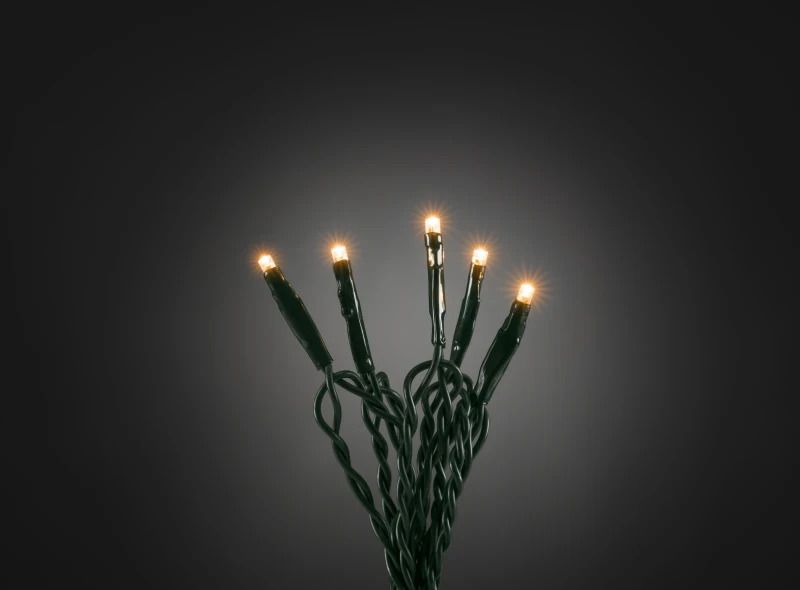 Konstsmide LED Lichtsnoer | 10 Lichtpunten Extra Warmwit | 0.6W 24V | 63cm, 3m aansluitsnoer | Donkergroene kabel, Alleen binnen