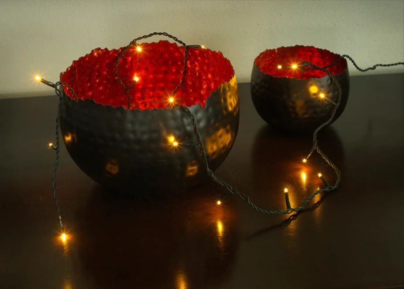 Konstsmide LED Lichtsnoer | 10 Lichtpunten Extra Warmwit | 0.6W 24V | 63cm, 3m aansluitsnoer | Donkergroene kabel, Alleen binnen