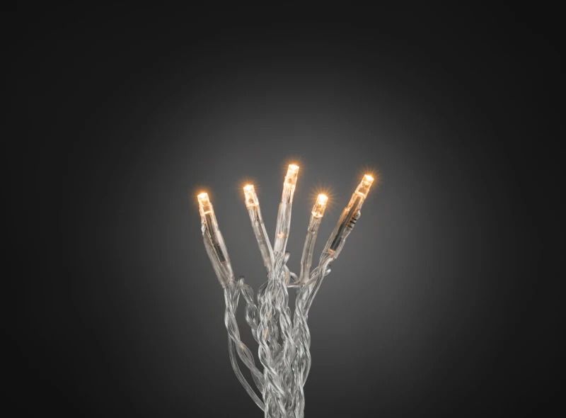 Konstsmide Micro LED Lichtketting | 0,6W 10 Lichtpunten Extra Warmwit 24V | 63cm | 3m aansluitsnoer | Transparante kabel | Voor binnengebruik