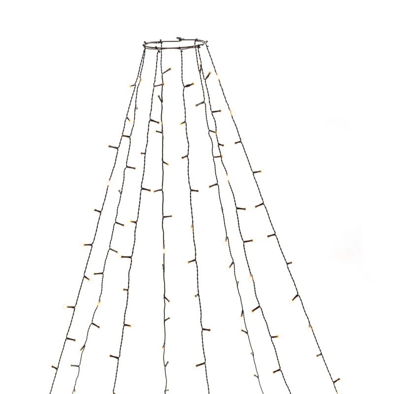 Konstsmide LED Lichtgordijn | 6W 400 Extra Warm Wit LEDs | 24V | 400cm, 8 strengen, Ø15cm, zwarte kabel, buitentrafo, 8u timer