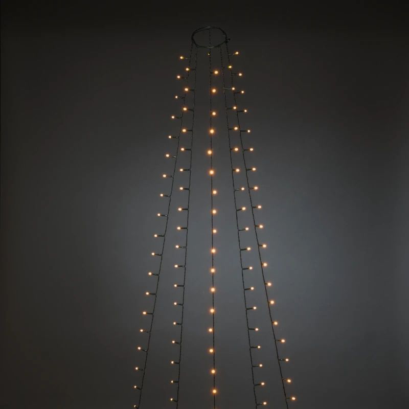 Konstsmide LED Lichtgordijn | 3,6W 14V | 150 Lichtpunten Extra Warm Wit | Ø8cm ring, 180cm, 8u timer, 5m snoer | Binnengebruik