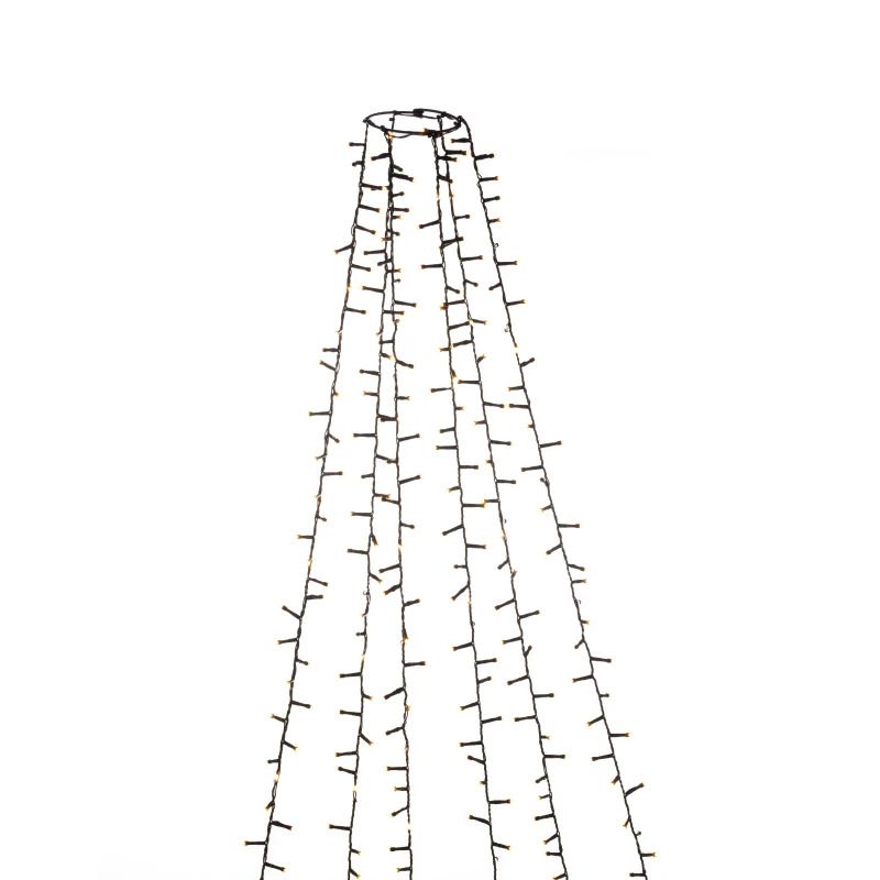 Konstsmide LED Lichtketting | 660 Lichtpunten Extra Warmwit Frost | 240cm | Ring Ø11cm | 6W 30V | Timer 8u | 6 Strengen | Buiten | Zwarte kabel