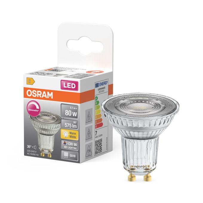 Ledvance GU10 PAR16 LED Spot | 6.1W 2700K 220V 927 575Lm | 36° Ø50mm | Dimbaar