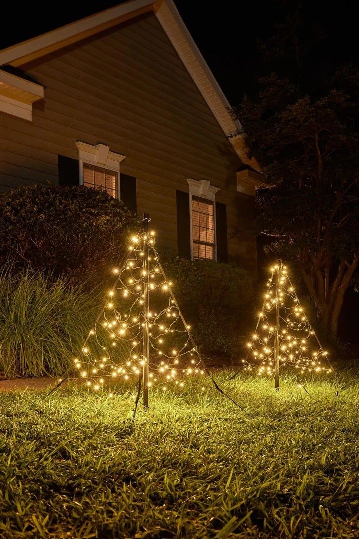 Fairybell Duo LED Buitenkerstboom | 2X 100cm 120 LEDs | Warm Wit | Inclusief Mast