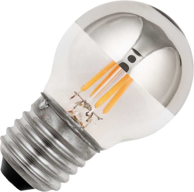 Schiefer led filament e27 bal top-spiegel g45 4w 2200k zilver dimbaar
