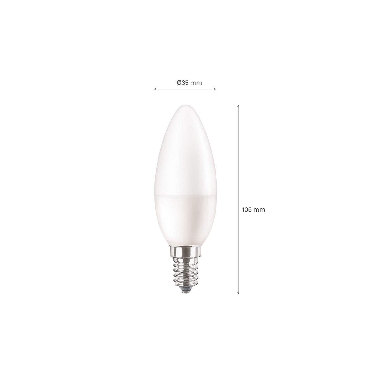 E14 LED Kaarslamp | 4.9W 2700K 470Lm 827 Mat | Mazda