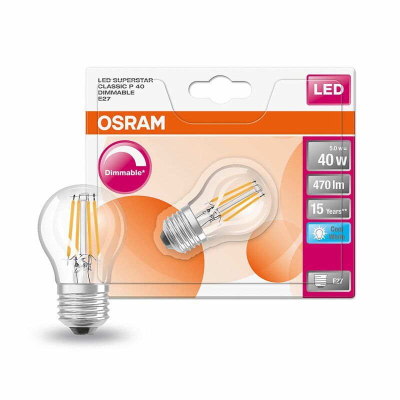 Osram E27 Led Kogellamp | 5W=40W 4000K | 840 Dimbaar