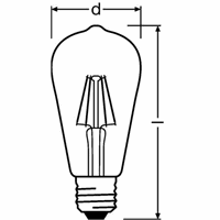 Ledvance 1906 Edison ST64 filament LEDlamp 6,5W=54W E27 220V-240V 2700K 827 goud dimbaar